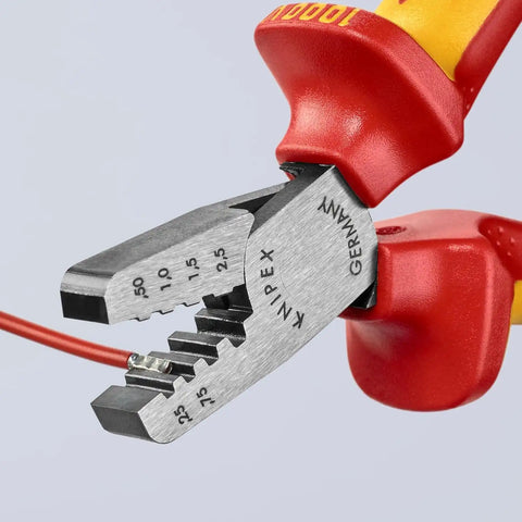 KNIPEX Tools - Crimping Pliers for End Ferrules, 1000V Insulated (9768145A)