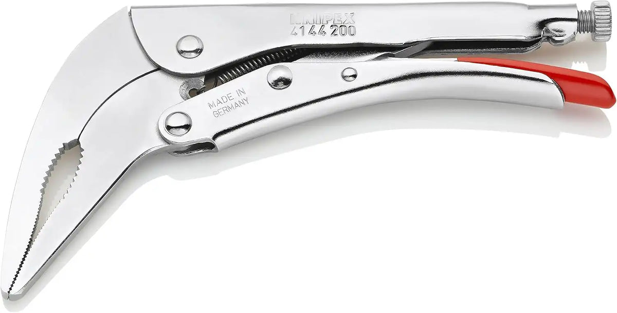 Knipex Tools 41 44 200 8" Angled Long Nose Locking Grip Pliers,