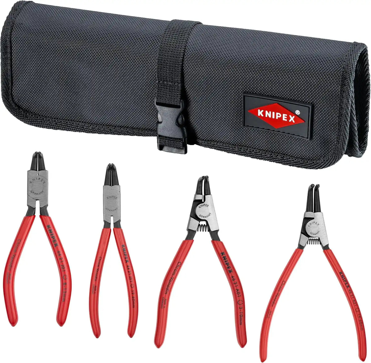 Knipex 9K 00 19 54 US 90° Circlip Snap-Ring Pliers Set in Pouch (4 Piece)