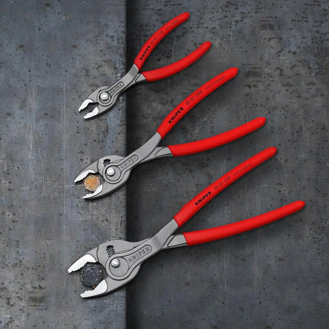 KNIPEX Tools 00 19 61 V01 3 Pc TwinGrip Pliers Set in a Tool Roll, Plastic Dipped (6", 8", 10")
