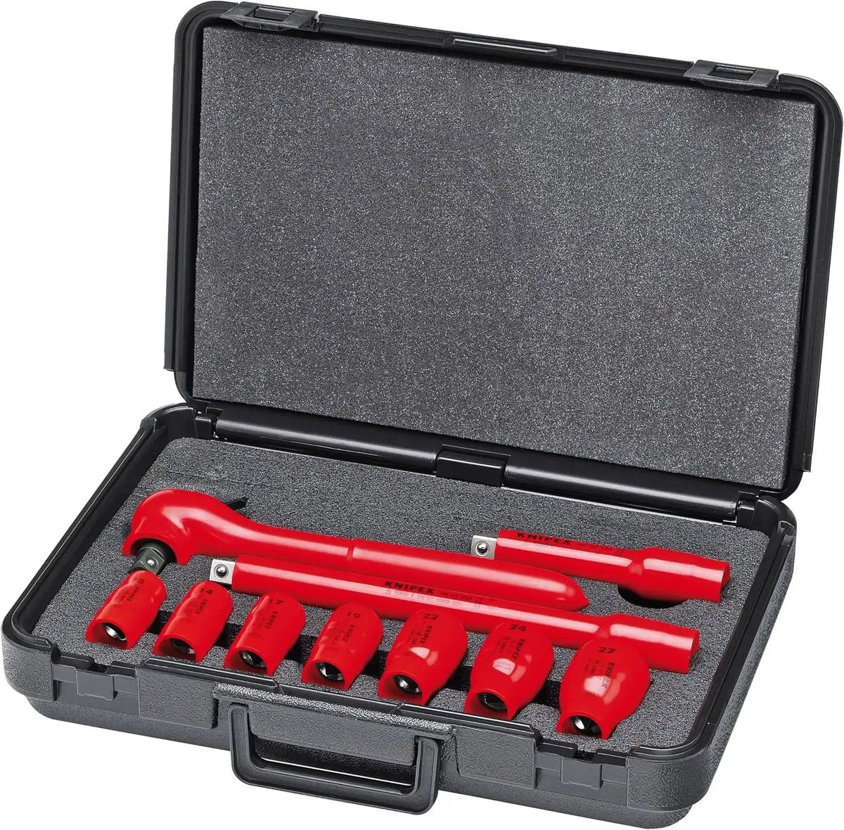 KNIPEX 98 99 11 S6 10 Piece 1,000V Insulated Socket Set 1/2 Metric Drive