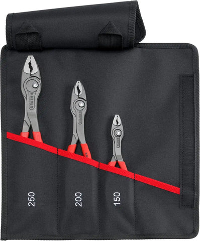 KNIPEX Tools 00 19 61 V01 3 Pc TwinGrip Pliers Set in a Tool Roll, Plastic Dipped (6", 8", 10")
