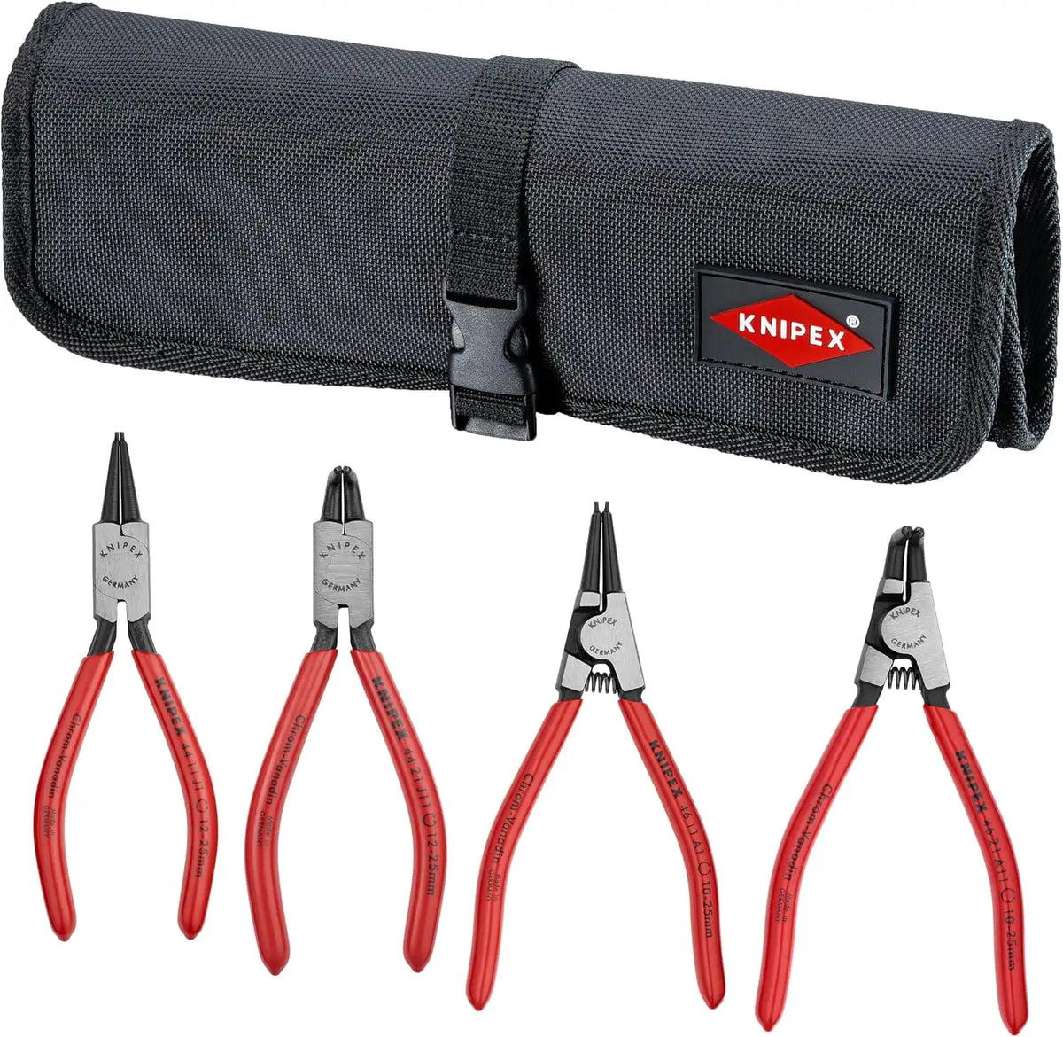 Knipex 9K 00 19 52 US Straight and 90° Circlip Snap-Ring Pliers Set in Pouch (4 Piece)