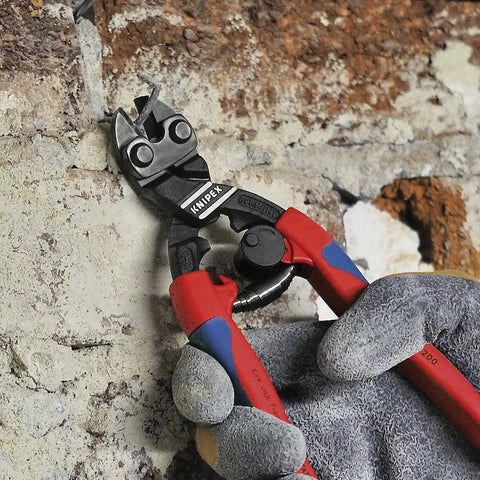 Knipex Tools 71 22 200 T BKA 8" Angled High Leverage Cobolt Cutters, Tether Attachment-Comfort Grip,